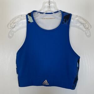 Adidas X Zoe Saldana Sports Bra Blue Camo Recycled Polyester S